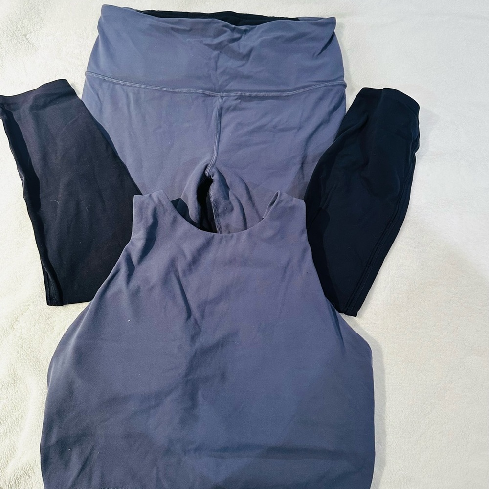 ATHLETA Horizon Scalllop Capri leggings & bra set - MEDIUM